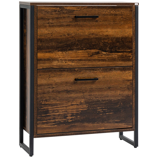HOMCOM 12-Shoe, Two-Door Storage Cabinet - Wood-Effect--ChewyGames-ChewyGames