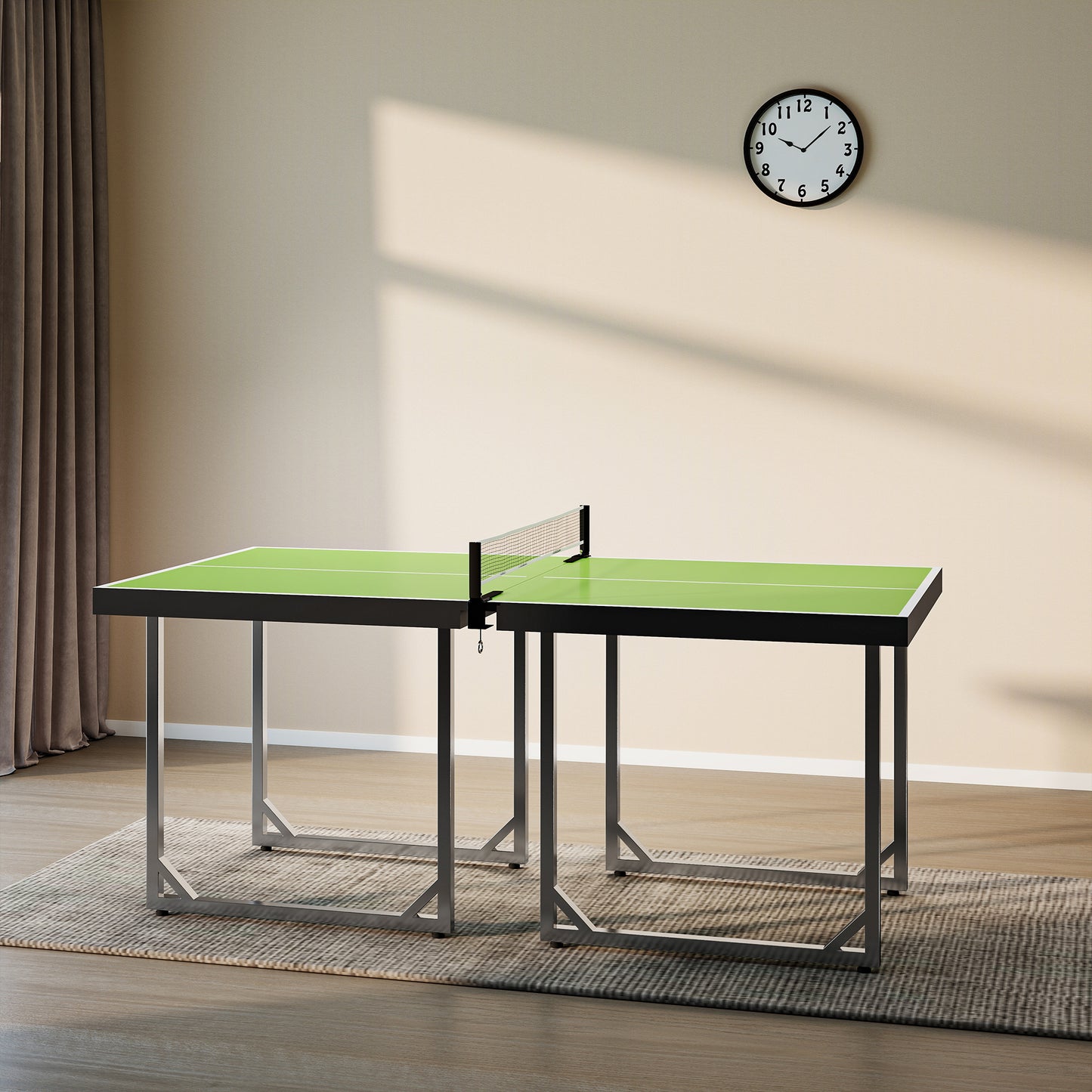 HOMCOM 6ft Table Tennis Table, Ping Pong Table with Net, Foldable and Portable Ping Pong Set for Indoor Outdoor Use, Easy Assemble, Midsize, Green