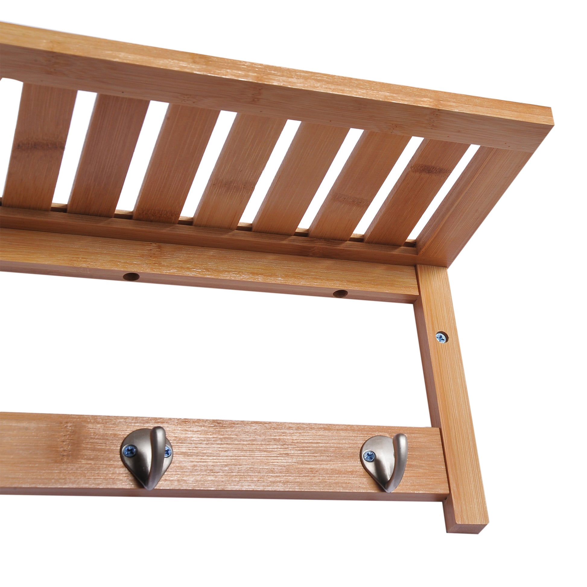 HOMCOM Wall Mounted Coat Clothes Hat Hanger 4 Hooks Rack Stand with Rail & Storage Shelf for Hallway Entryway Bedroom Bathroom--ChewyGames-ChewyGames