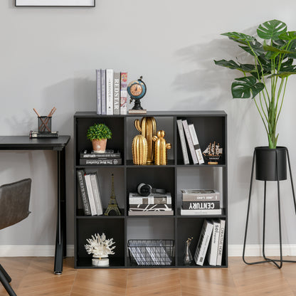 HOMCOM 3-tier 9 Cubes Storage Unit Particle Board Cupboard Bookcase Organiser Home Office Shelves, Black--ChewyGames-ChewyGames