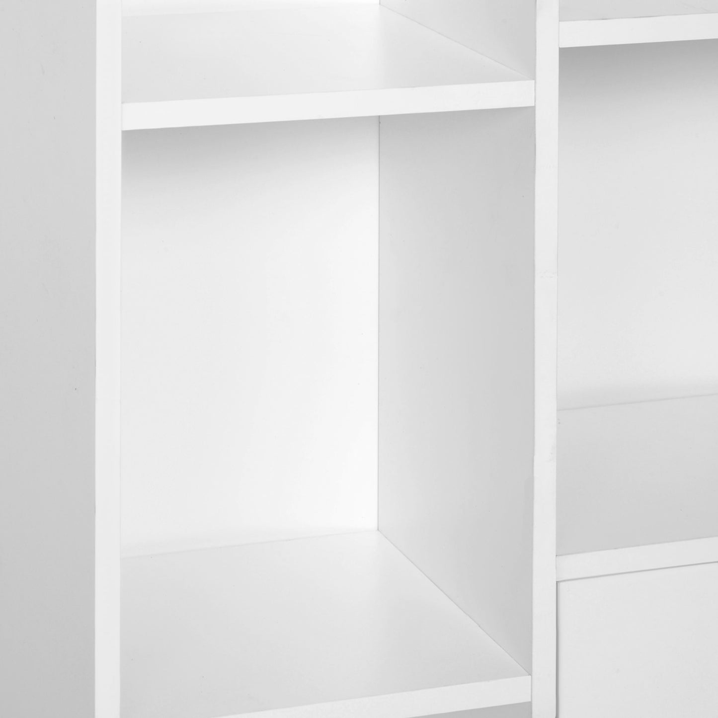 HOMCOM Sideboard Storage Cabinet Cupboard, Open Bookcase with 2 Doors 5 Compartments Wooden Modern Style for Living Room Bedroom Kitchen 80 x 23 x 123 cm, White--ChewyGames-ChewyGames