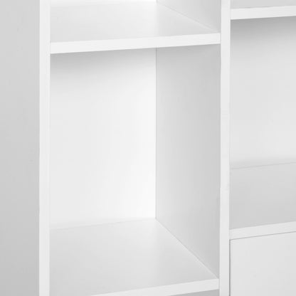 HOMCOM Sideboard Storage Cabinet Cupboard, Open Bookcase with 2 Doors 5 Compartments Wooden Modern Style for Living Room Bedroom Kitchen 80 x 23 x 123 cm, White--ChewyGames-ChewyGames