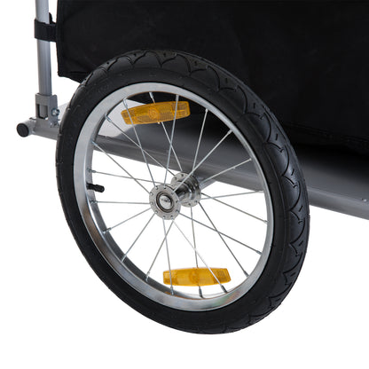 HOMCOM Two-Wheel Bicycle Large Cargo Wagon Trailer Oxford Fabric, Folding Storage, & Removable Cover, Yellow