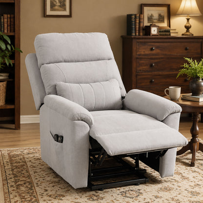 HOMCOM Power lift recliner chair with Massage and Heat, Terry Cloth Electric Lift Chair with Spring Cushion, Light Grey