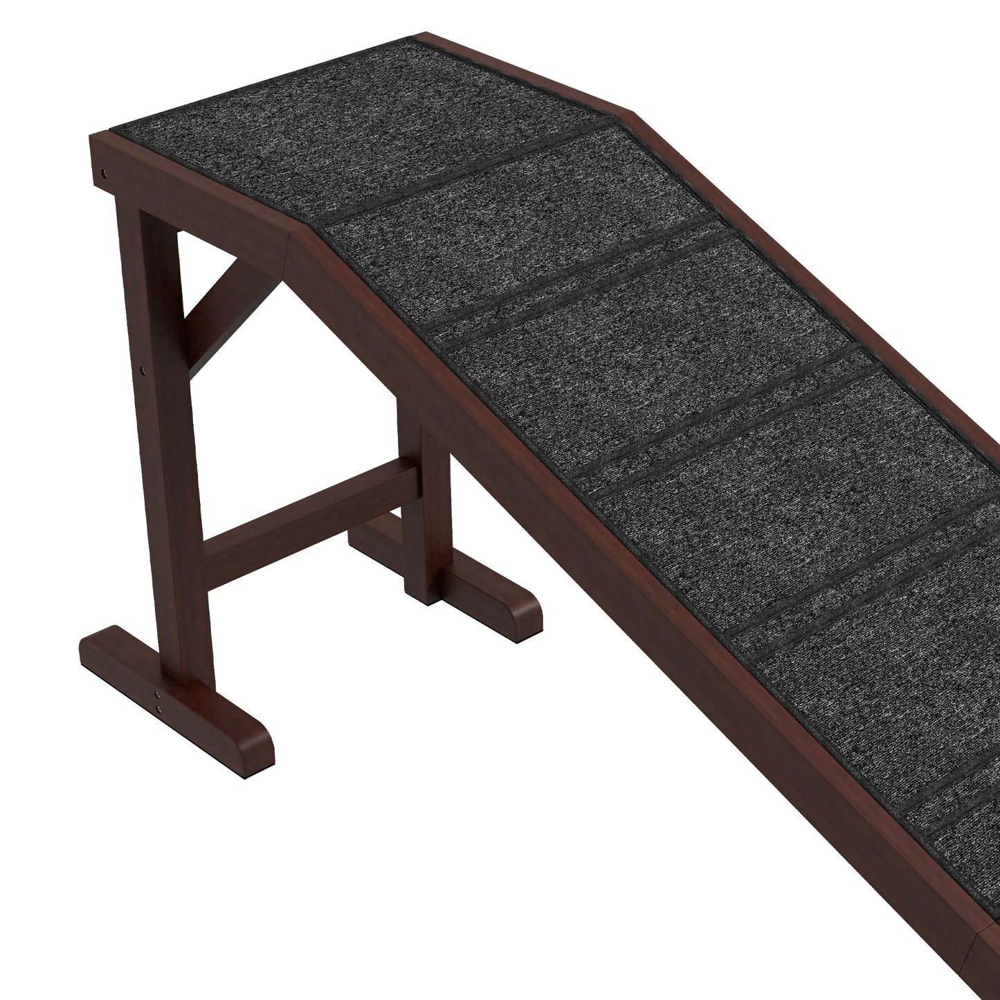 PawHut Pet Ramp for Dogs with Non-Slip Carpet and Top Platform - Brown & Grey