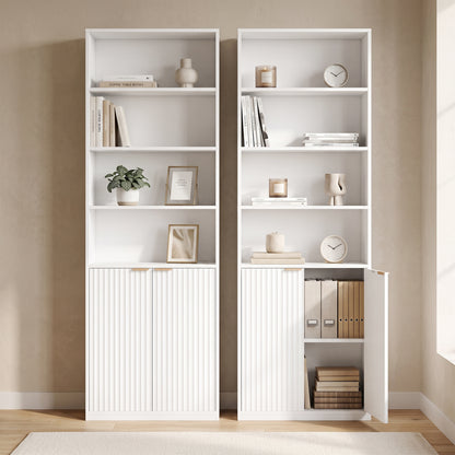 HOMCOM Bookcase Adjustable Shelf Bookshelf Anti-Tip Hardware 6-Tier, White