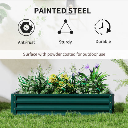 Outsunny Set of 2 Raised Beds for Garden, Galvanised Outdoor Planters for Herbs Vegetables, Use for Patio Balcony, Green