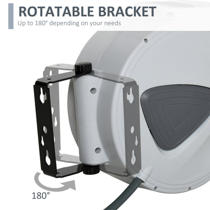 DURHAND Retractable Air Hose Reel, Wall Mount Auto Rewind Hose- Reel, 10m+ 90cm Diameter 3/ 8" 9.5mm, Connector 1/ 4" BSP, Grey