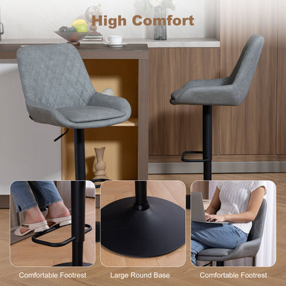 HOMCOM Set of Two Faux Leather Retro Bar Stools - Light Grey