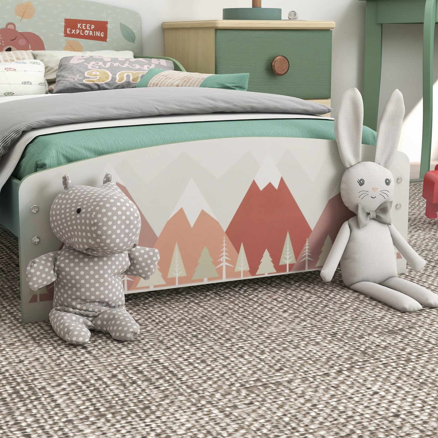 ZONEKIZ Toddler Bed Frame, Kids Bedroom Furniture for Ages 3-6 Years, Green-Toddler Beds-ChewyGames-ChewyGames