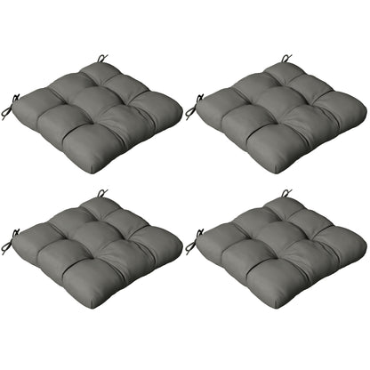 Outsunny 4-Piece Seat Cushion Pillows Replacement, Patio Chair Cushions Set with Ties for Indoor Outdoor, Charcoal Grey