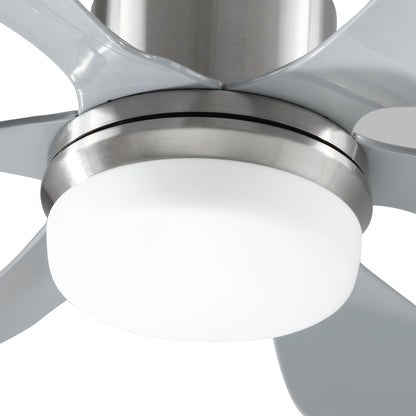 HOMCOM Set of 2 Reversible Ceiling Fan with Light, 6 Blades Indoor Modern Mount LED Lighting Fan with Remote Controller, for Bedroom, Living Room, Silver