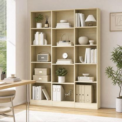 HOMCOM Bookcase with Open Storage, 6-Tier Bookshelf with Anti-Tipping Hardware, Oak