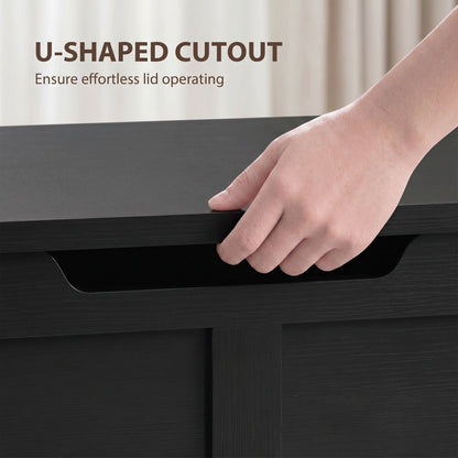 HOMCOM 100L Home Storage Box, with Safety Hinge - Black Wood-Effect