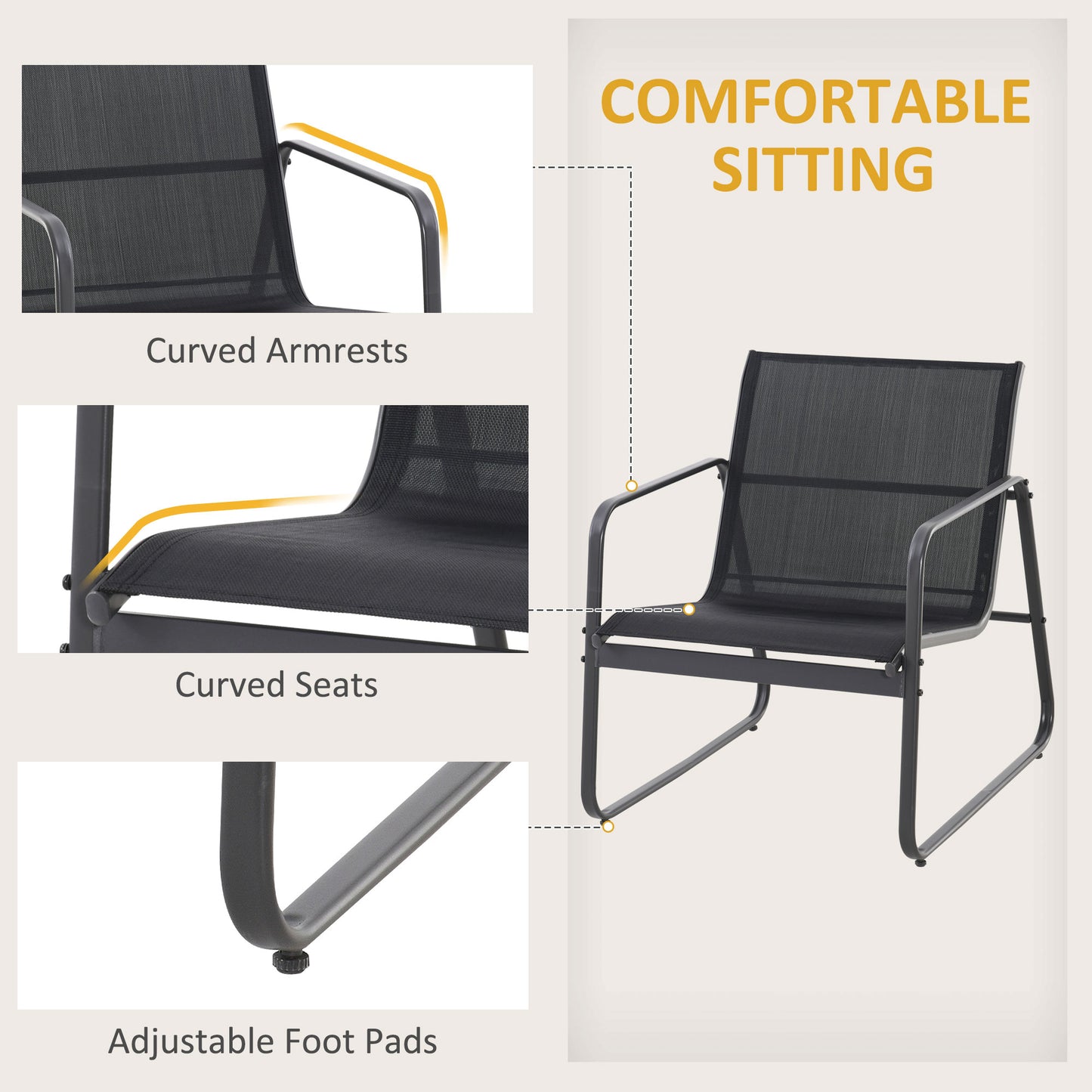 Outsunny Four-Piece Minimalistic Garden Sofa Set - Black