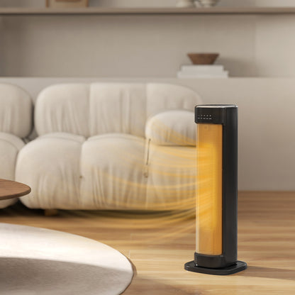 HOMCOM 2000W Ceramic Electric Heater with 3 Heat Settings, Timer - Black