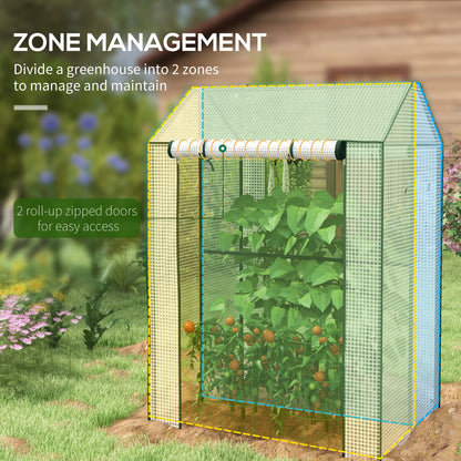 Outsunny Green House, Mini Greenhouse with 2 Roll-up Doors, Vent Holes and Reinforced Cover, 100 x 80 x 150cm