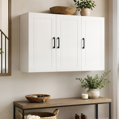 HOMCOM Bathroom Wall Cabinet, Wall Mounted Bathroom Cabinet, Over the Toilet Space Saver with Adjustable Shelves, White