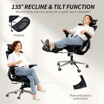 HOMCOM Ergonomic Office Chair, High Back Mesh Desk Chair, Black