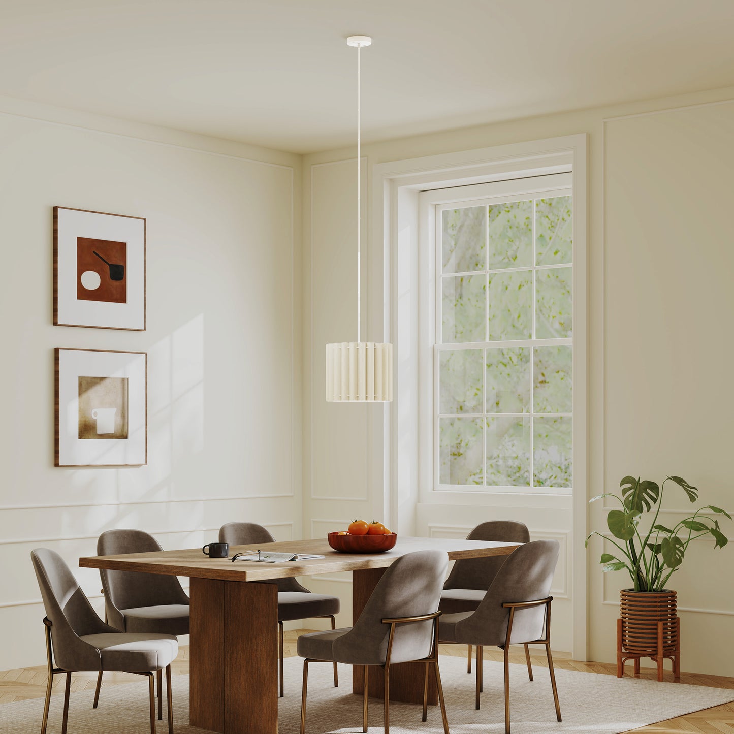 HOMCOM Linen Pendant Light, Bedside Ceiling Lamps with E27 Bulb, Modern Hanging Lights for Living Room, Bedroom, Kitchen, Hallway, White