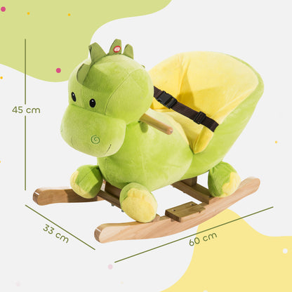 HOMCOM Kids Rocking Horse, Plush Ride-On Dinosaur Seat, with Seat Seat Belt, 32 Songs, Ride-On Horse--ChewyGames-ChewyGames