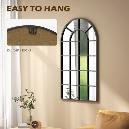 HOMCOM 110 x 65 cm Arched Decorative Wall Mirror for Bedroom Living Room, Modern Window Bathroom Mirror for Home Decor
