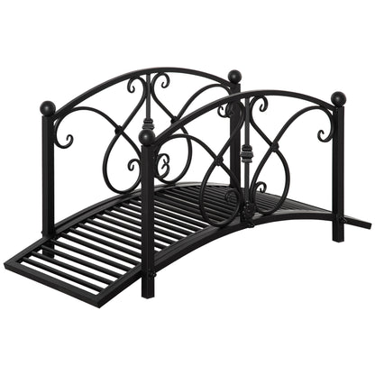 Outsunny 102L x 48W x 49H Classic Metal Garden Bridge with Safety Railings Arc Footbridge Decorative Pond Bridge for Backyard Creek Stream, Black--ChewyGames-ChewyGames