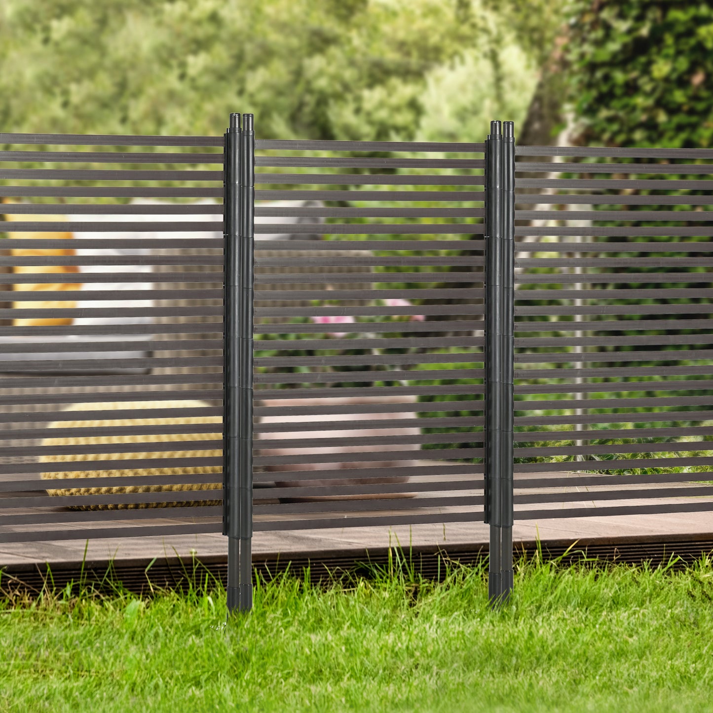 Outsunny Garden Fence with 2 Standing Ways for Hard & Soft Ground, Decorative Outdoor Divider, Animal Barrier Fence, Brown