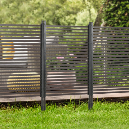 Outsunny Garden Fence with 2 Standing Ways for Hard & Soft Ground, Decorative Outdoor Divider, Animal Barrier Fence, Brown
