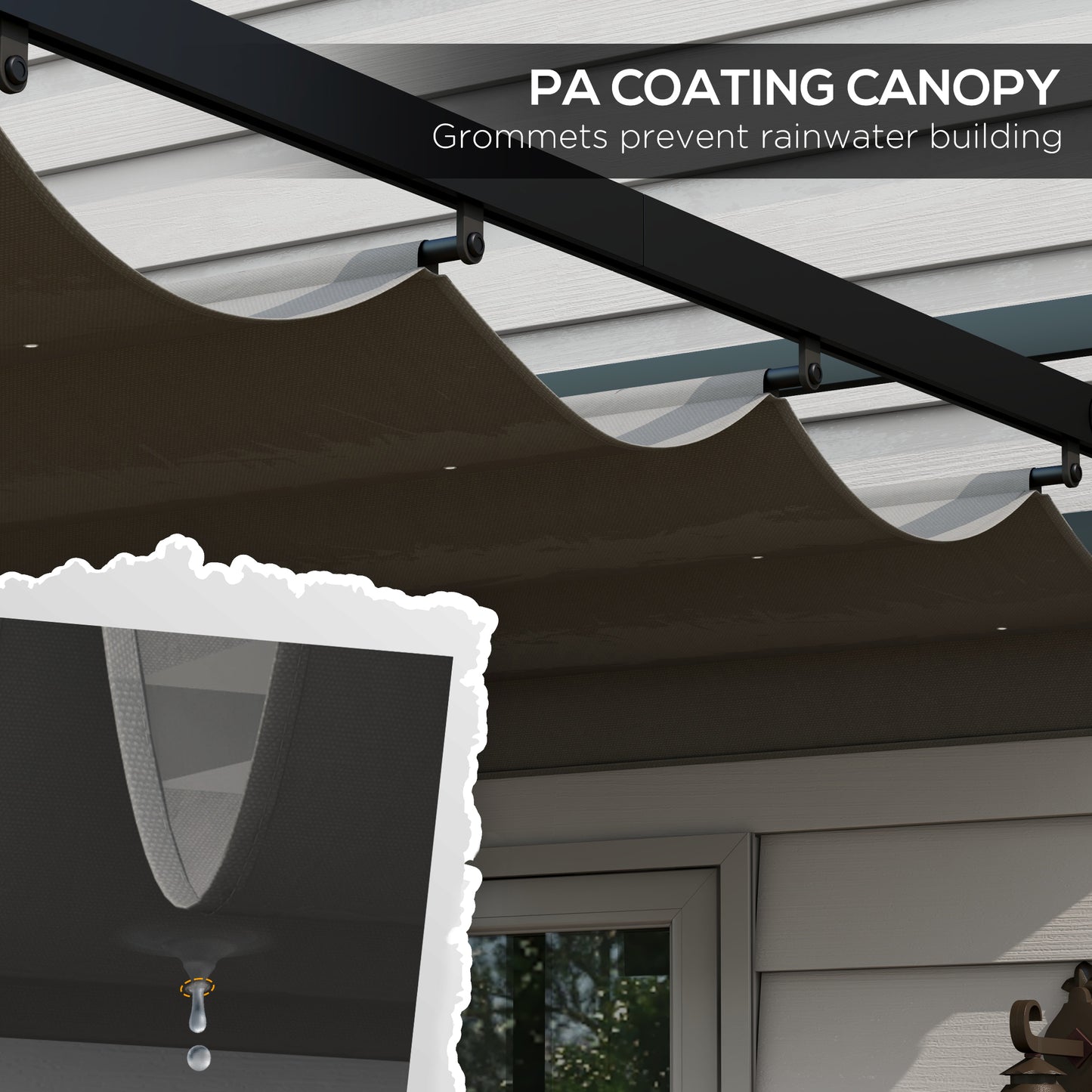 Outsunny 3 x 3(m) Retractable Pergola, Garden Gazebo Shelter with Aluminium Frame, for Grill, Patio, Deck, Dark Grey