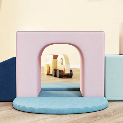 AIYAPLAY 8-Piece Foam Play Blocks for Kids, Soft Motor Skill Blocks with Washable Velvet Covers, Indoor Climbing Set, Multicolor