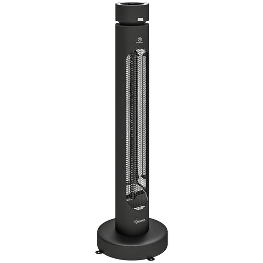 Outsunny 2000 W Electric Infrared Patio Heater, Free Standing Oscillating Outdoor Garden Heater with Knob/Remote Control, Black