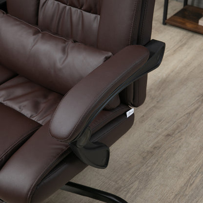 Vinsetto 6-Point Massage Office Chair, PU Leather Desk Chair with Adjustable Height and Footrest for Home Office, Brown