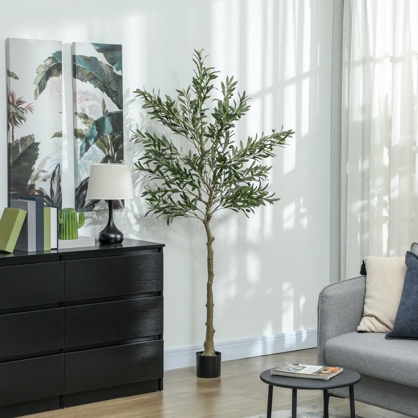 HOMCOM Silk Leaf Artificial Olive Trees