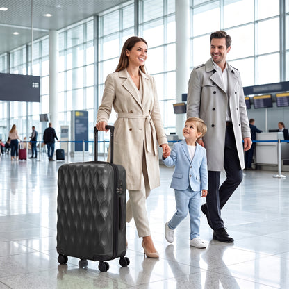 HOMCOM 65cm 64L Suitcase, Lightweight ABS Hard Shell Carry On Luggage with TSA Lock, Spinner Wheels, Telescopic Handle, Black