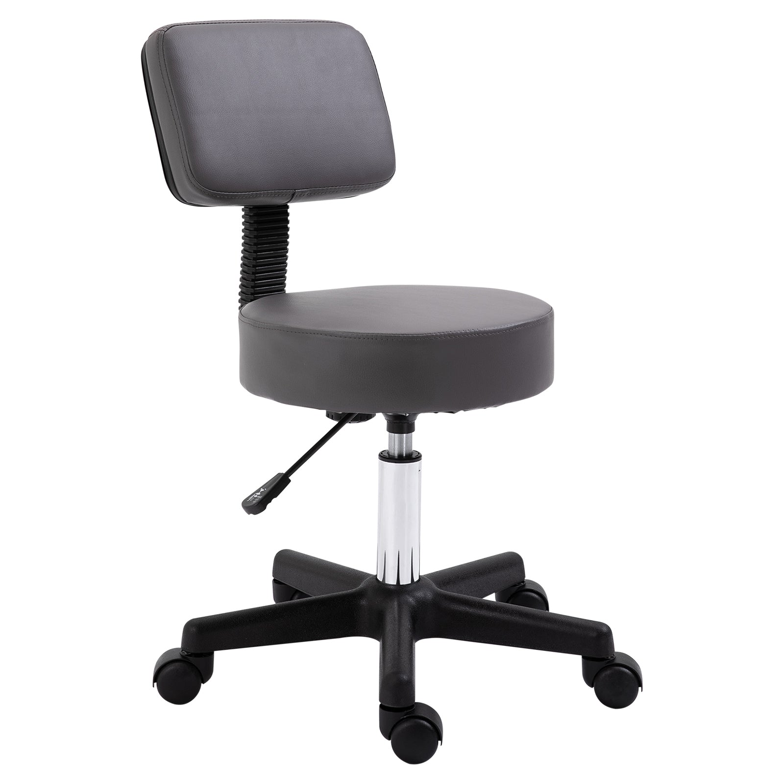 HOMCOM Beautician's Swivel Salon Chair w/ Padded Seat Back 5 Wheels Adjustable Height Salon Hairdressers Tattoo Spa Rolling Cushion Professional 35cm Grey--ChewyGames-ChewyGames