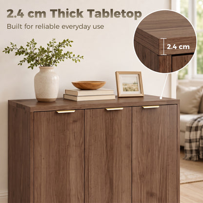 HOMCOM Sideboard Cabinet, Modern Storage Cabinet with 3 Doors and Adjustable Shelves for Living Room, Dining Room, Brown