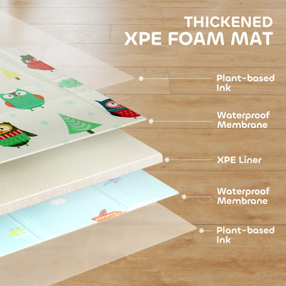 AIYAPLAY Foldable Baby Plat Mat Double Sided, Kids Floor Mat for Crawling, 200L x 150W cm, Car track and Owl Theme-Play Mats-ChewyGames-ChewyGames