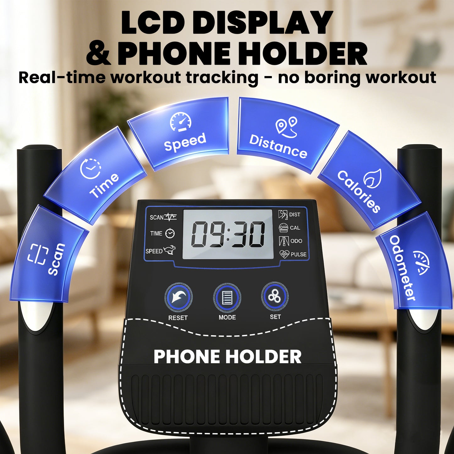 SPORTNOW Elliptical Cross Trainer for Home, Quiet Magnetic Elliptical Machine with Bluetooth, App Compatible, 8-Level Resistance