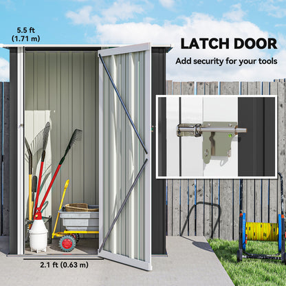 Outsunny 5ft x 3ft Garden Storage Shed, Galvanised Outdoor Metal Shed Waterproof with Sloped Roof, Lockable Door for Patio Tools, Equipment, Grey