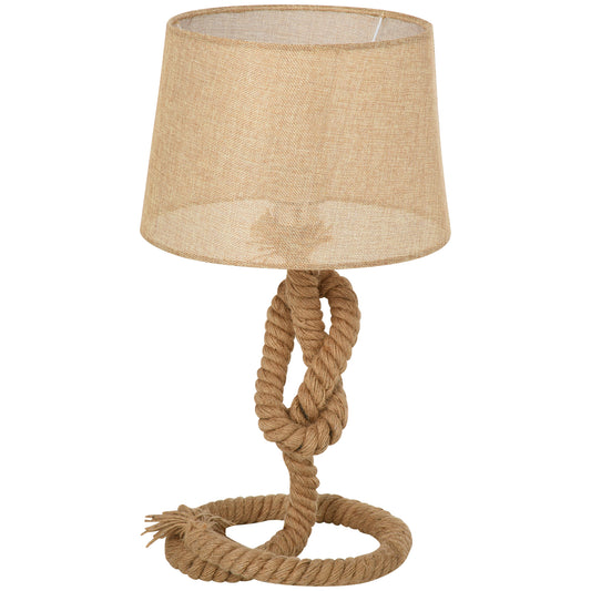 HOMCOM Nautical Style Table Lamp with Fabric Lampshade Metal Frame Power Switch, 48cm Home Desk Lamp Bedroom Living Room Study E27 Base, Beige