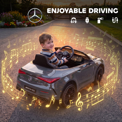 AIYAPLAY Licensed Mercedes AMG Kids Electric Car, 12V Ride On Car with Dual Motors, Remote Control for 3-6 Years, Grey