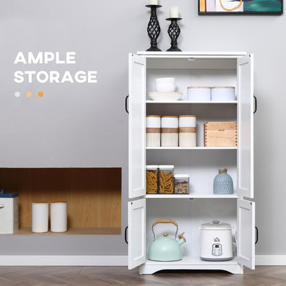 HOMCOM Accent Floor Storage Cabinet, Kitchen Cupboard Sideboard with Adjustable Shelves and 2 Lower Doors, White