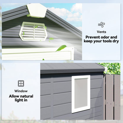 Outsunny 4.4ft x 6.2ft Aluminium Frame and Plastic Wall Shed, with Foundation - Grey