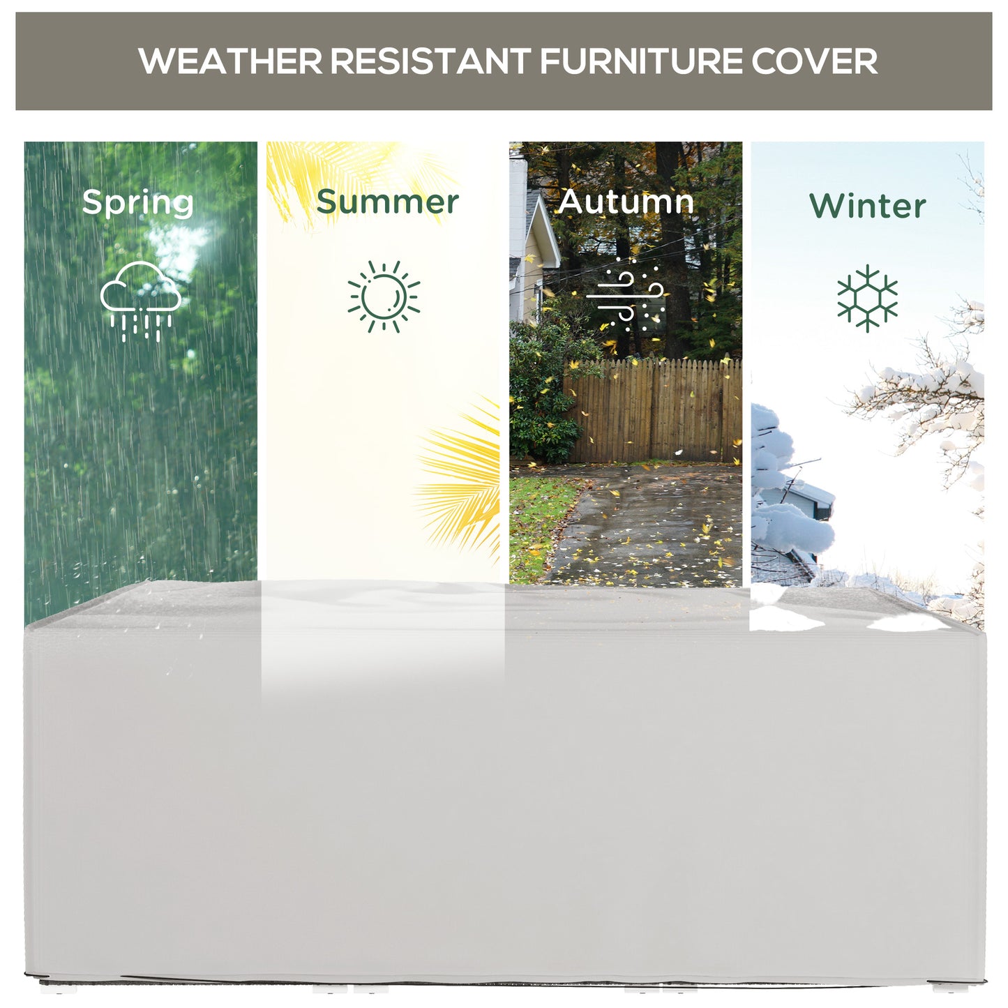 Outsunny Outdoor Garden Furniture Cover Waterproof, Anti-UV 600D Heavy Duty Oxford Fabric Patio Furniture Cover for Rectangular Sofa Table Set, Grey, 210 x 140 x 80 cm