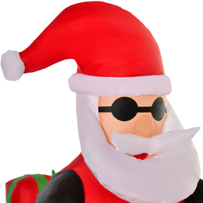 HOMCOM 5.5ft Christmas Inflatable Santa Claus Riding a Motorcycle Blow Up Decoration Xmas Décor for Garden