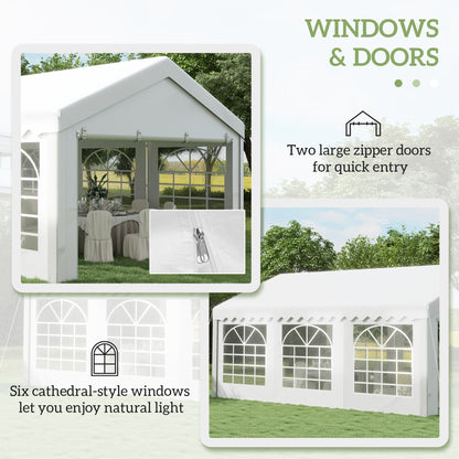 Outsunny 6m x 4m Heavy Duty Garden Gazebo for Parties, Wedding and Events, White