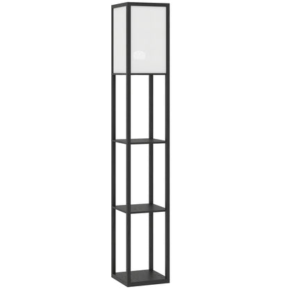 HOMCOM Floor Lamp with Shelves, 3 Layer Column Modern Standing Lamp for Living Room, Bedroom, Office, Bulb not Included, Black