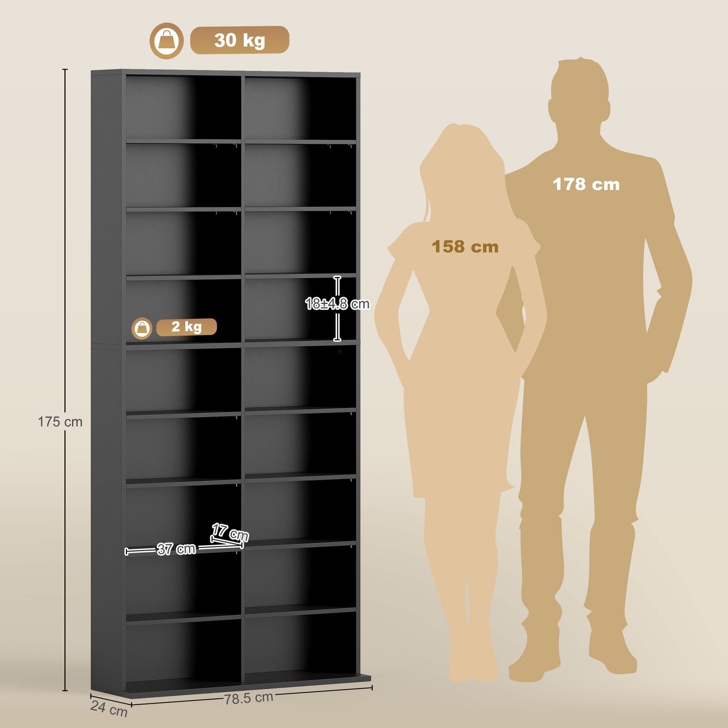 HOMCOM 640 CD Storage Tower - Black