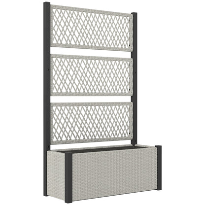 Outsunny Garden Planter Box with Trellis, Liner for Climbing Plants, Vegetables, Flowers, 90 x 35 x 148 cm, Mixed-grey